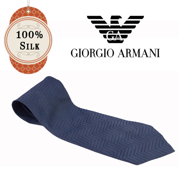 Giorgio Armani Blue Italian Silk Tie - Picture 1 of 7